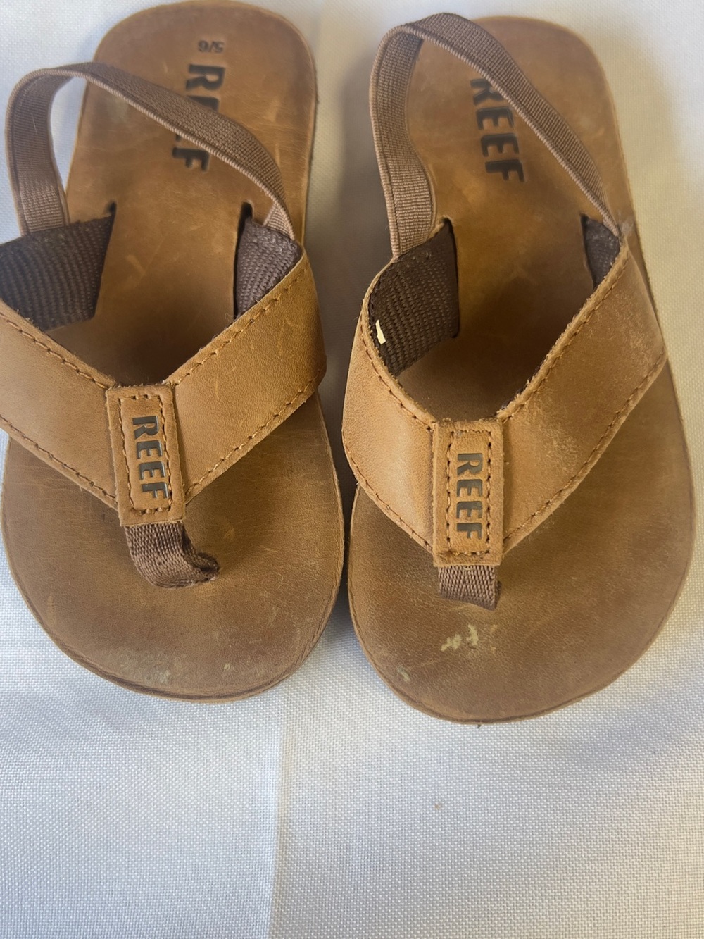 Reef Kids Brown Leather-Look Flip Flops